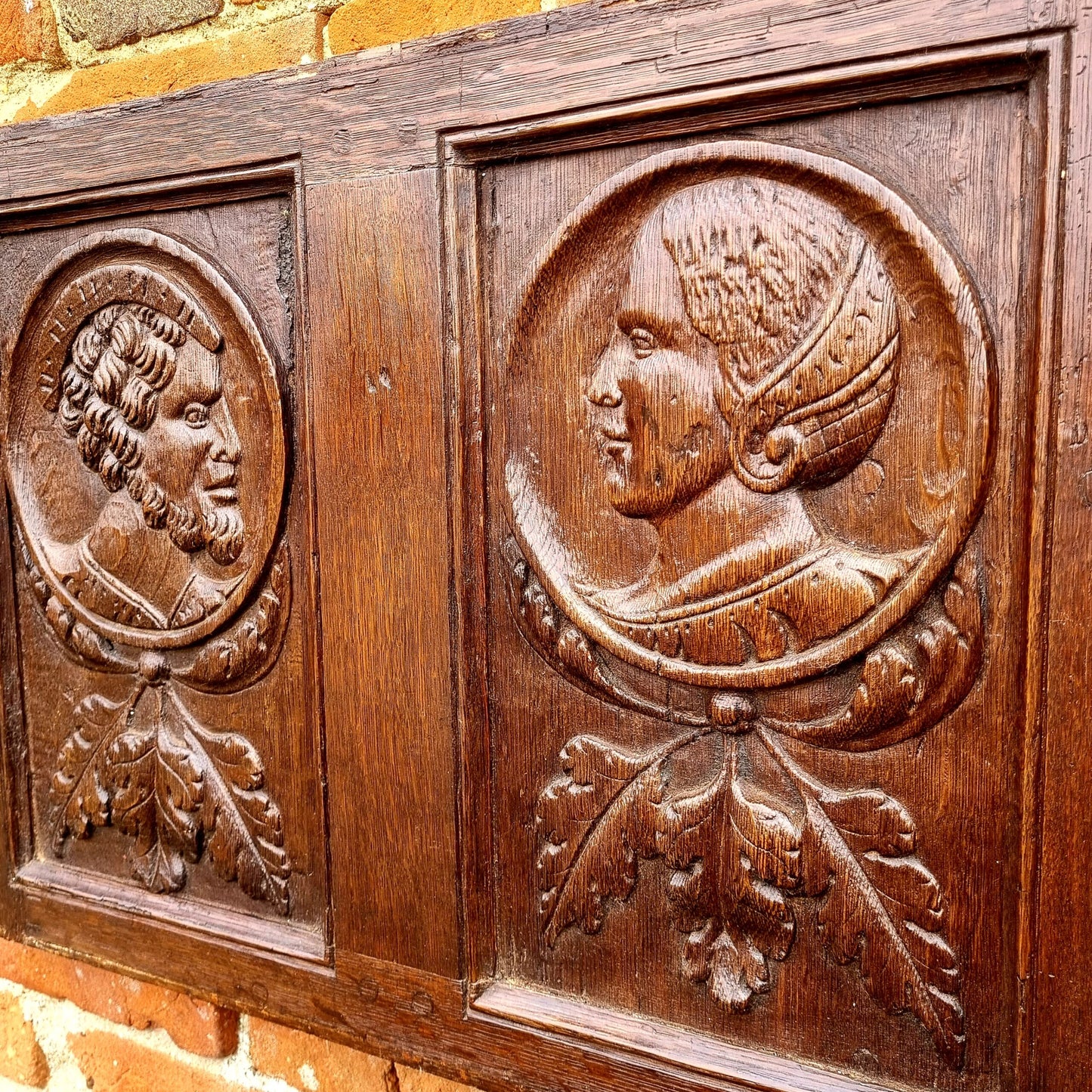 Set of Four 16th Century Antique Carved Oak Romayne Portrait Panels
