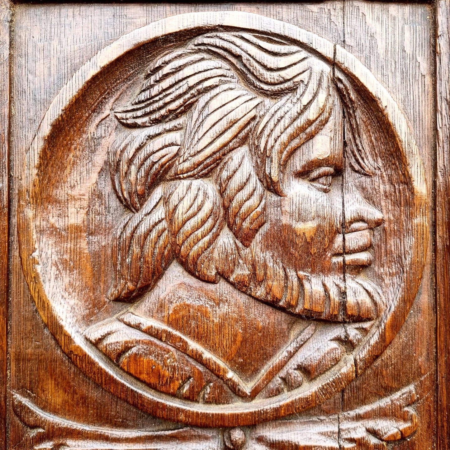 Set of Four 16th Century Antique Carved Oak Romayne Portrait Panels