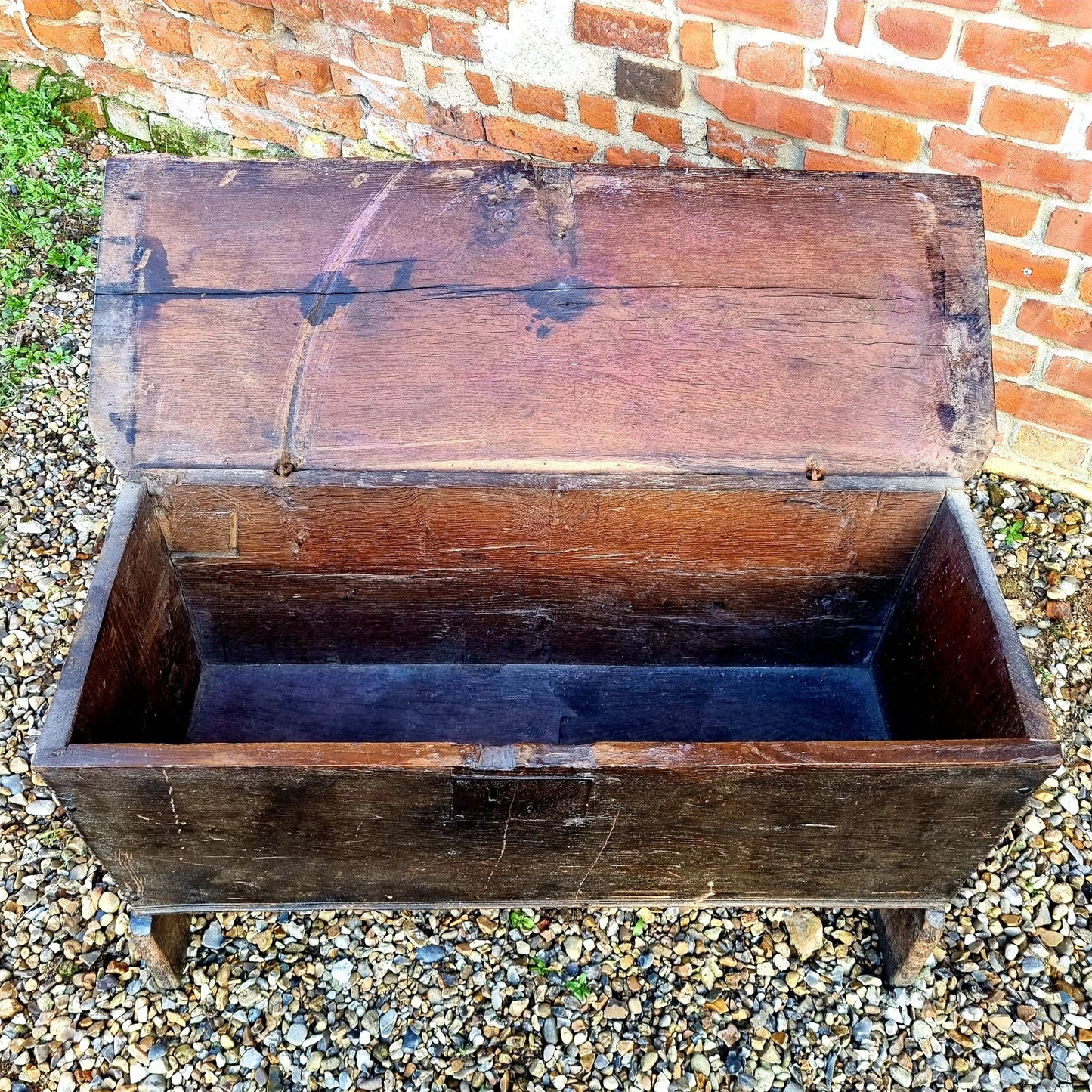 Late 16th Century English Antique Oak Boarded Chest or Coffer in "Barn Found" Condition