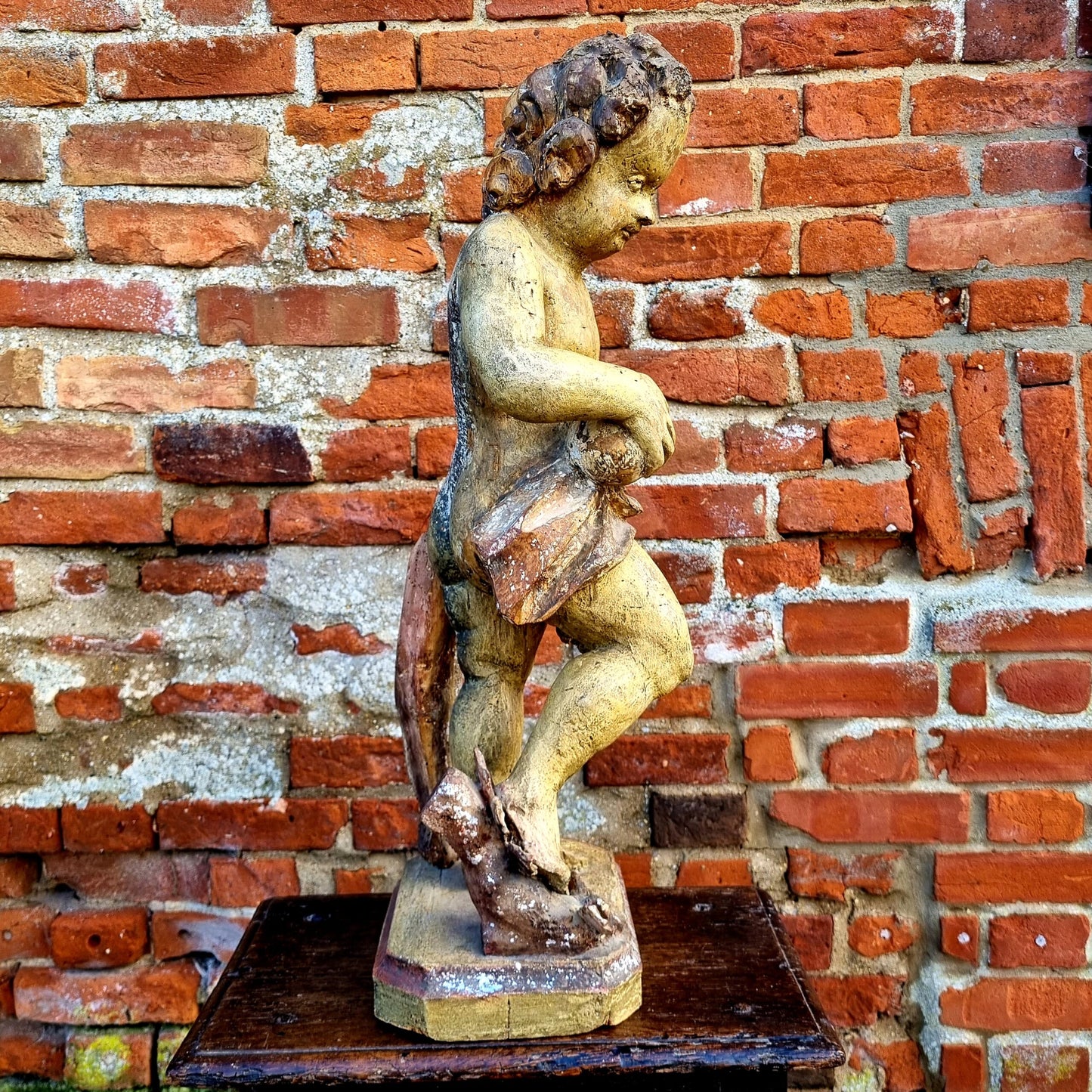 Early 17th Century Spanish Antique Carved Wooden Sculpture of a Cherub Attributed to Juan Martinez Montanes (1568-1649)