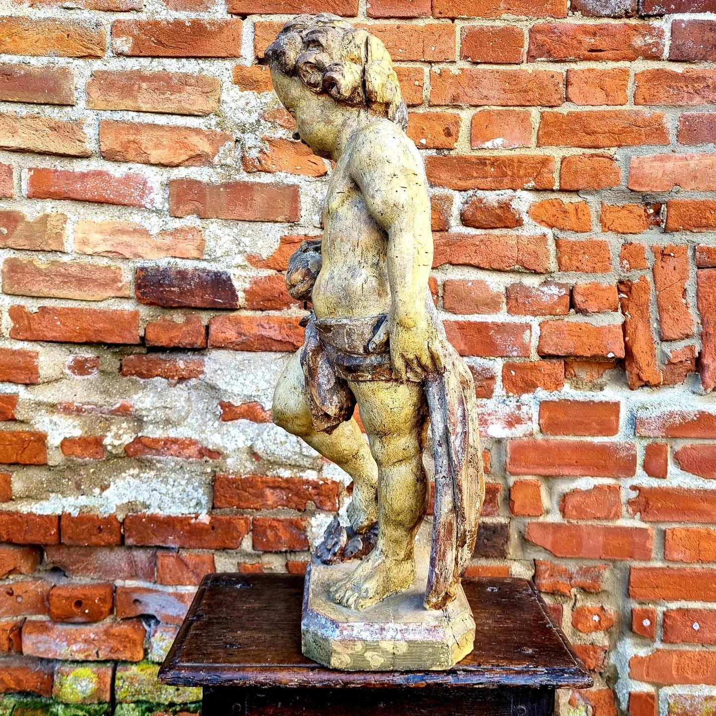 Early 17th Century Spanish Antique Carved Wooden Sculpture of a Cherub Attributed to Juan Martinez Montanes (1568-1649)