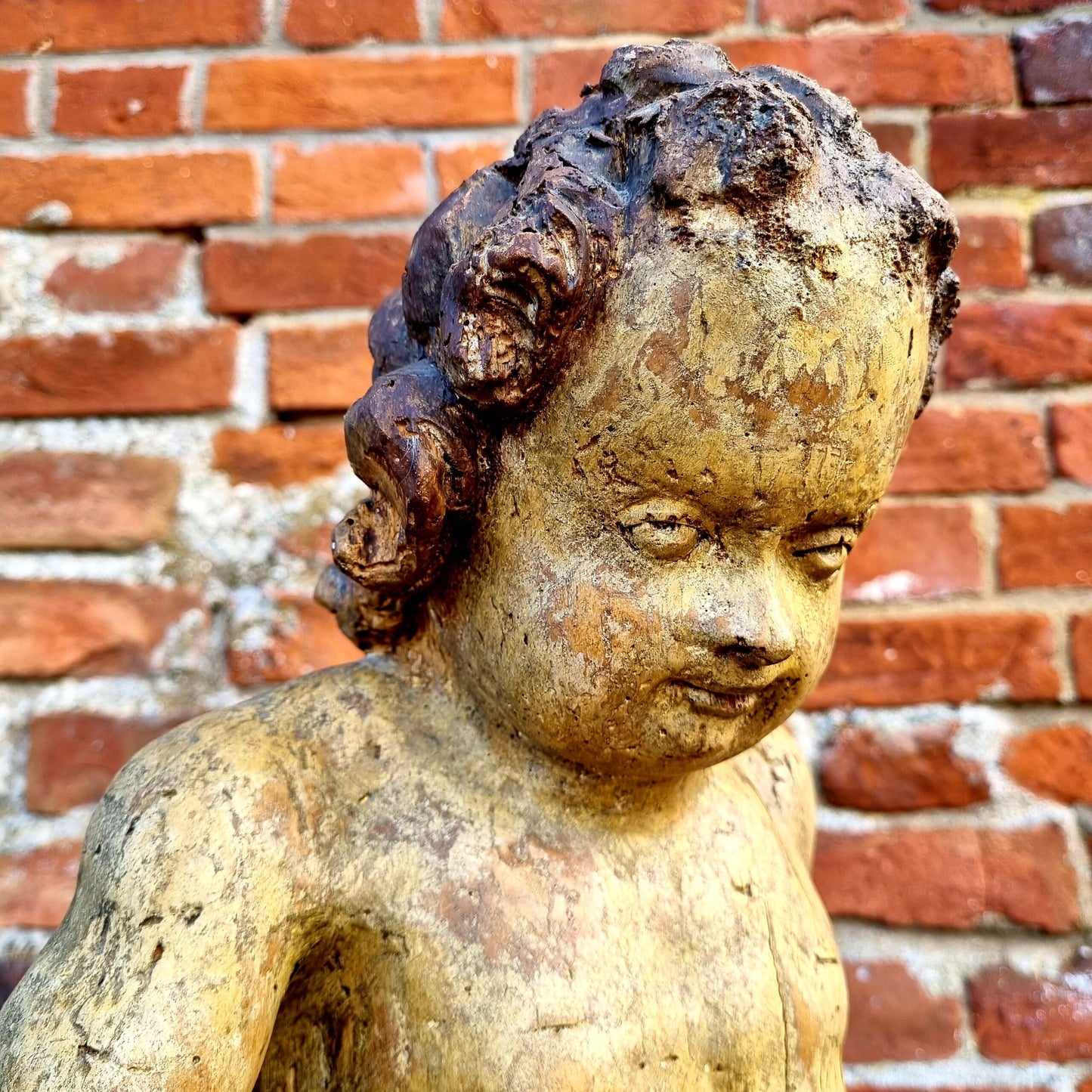 Early 17th Century Spanish Antique Carved Wooden Sculpture of a Cherub Attributed to Juan Martinez Montanes (1568-1649)