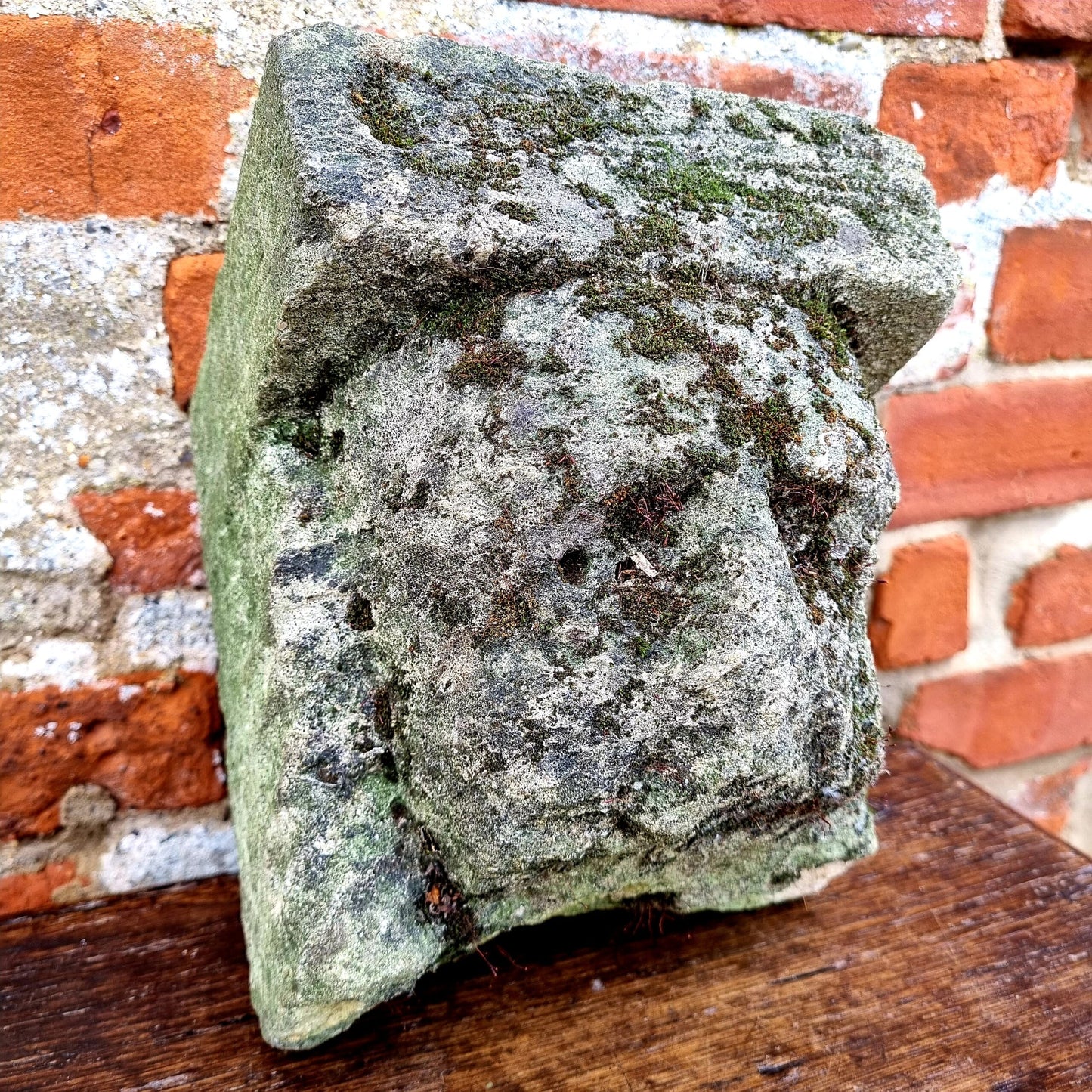 Naive Medieval / Gothic Antique Carved Stone Corbel Fragment Depicting a Male's head