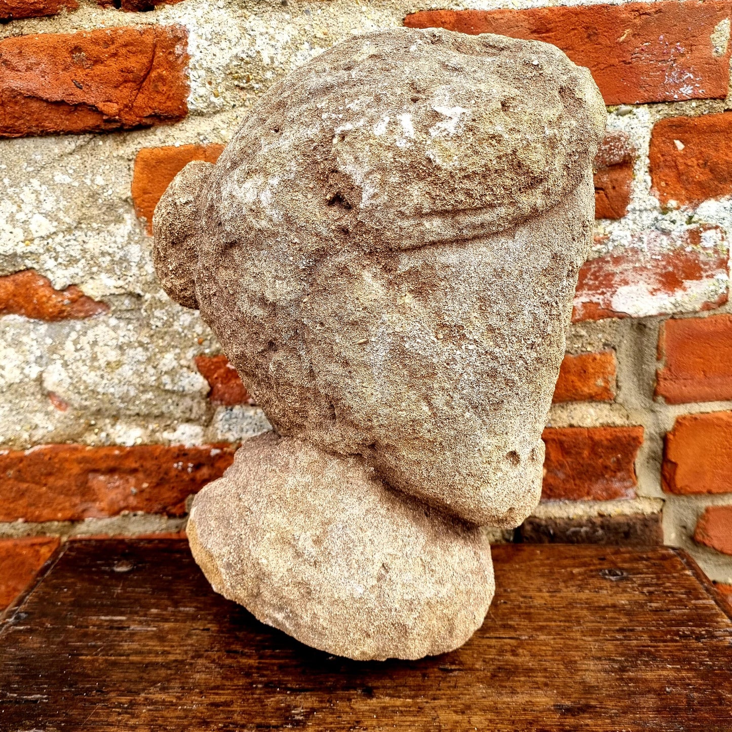 Naive Medieval / Gothic Antique Carved Stone Sculpture of a Female's Head
