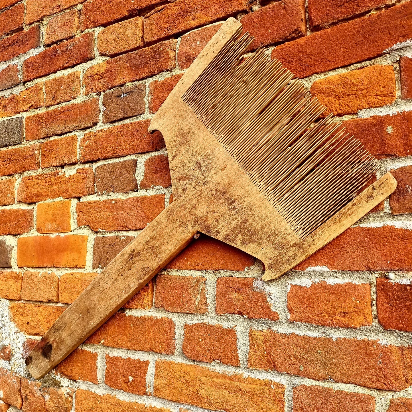 Rare Large Pair of Late 18th Century Primitive French Antique Treen Flax Combs or Heckling Combs
