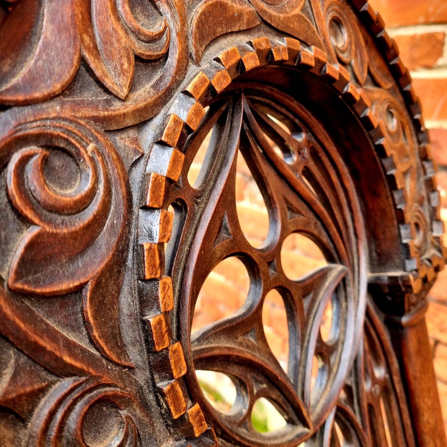 Follower of Augustus Pugin (1812-1852) - Rare Pair of Mid 19th Century Antique Walnut Gothic Revival Hall Chairs, Each Carved With The Symbol of Saint Mark