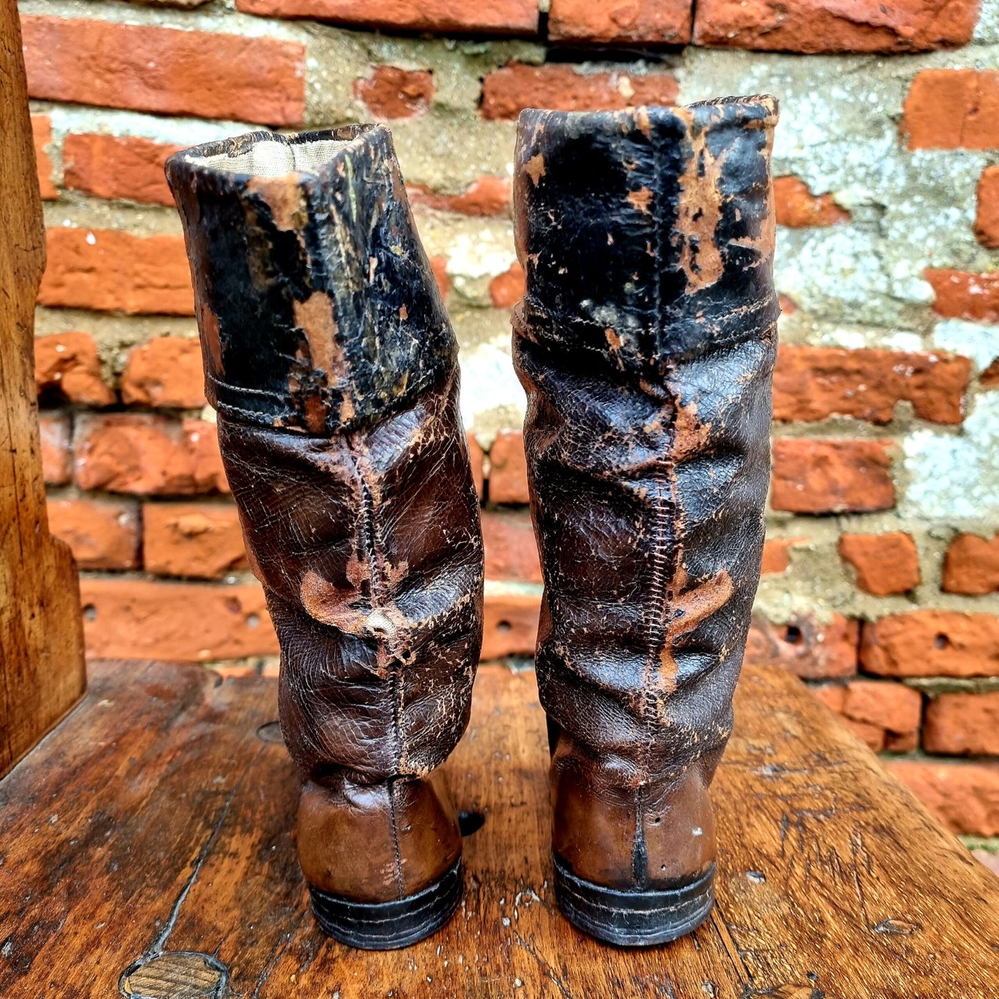 Rare Pair of Late 18th Century / Early 19th Century English Antique Child's Leather Boots