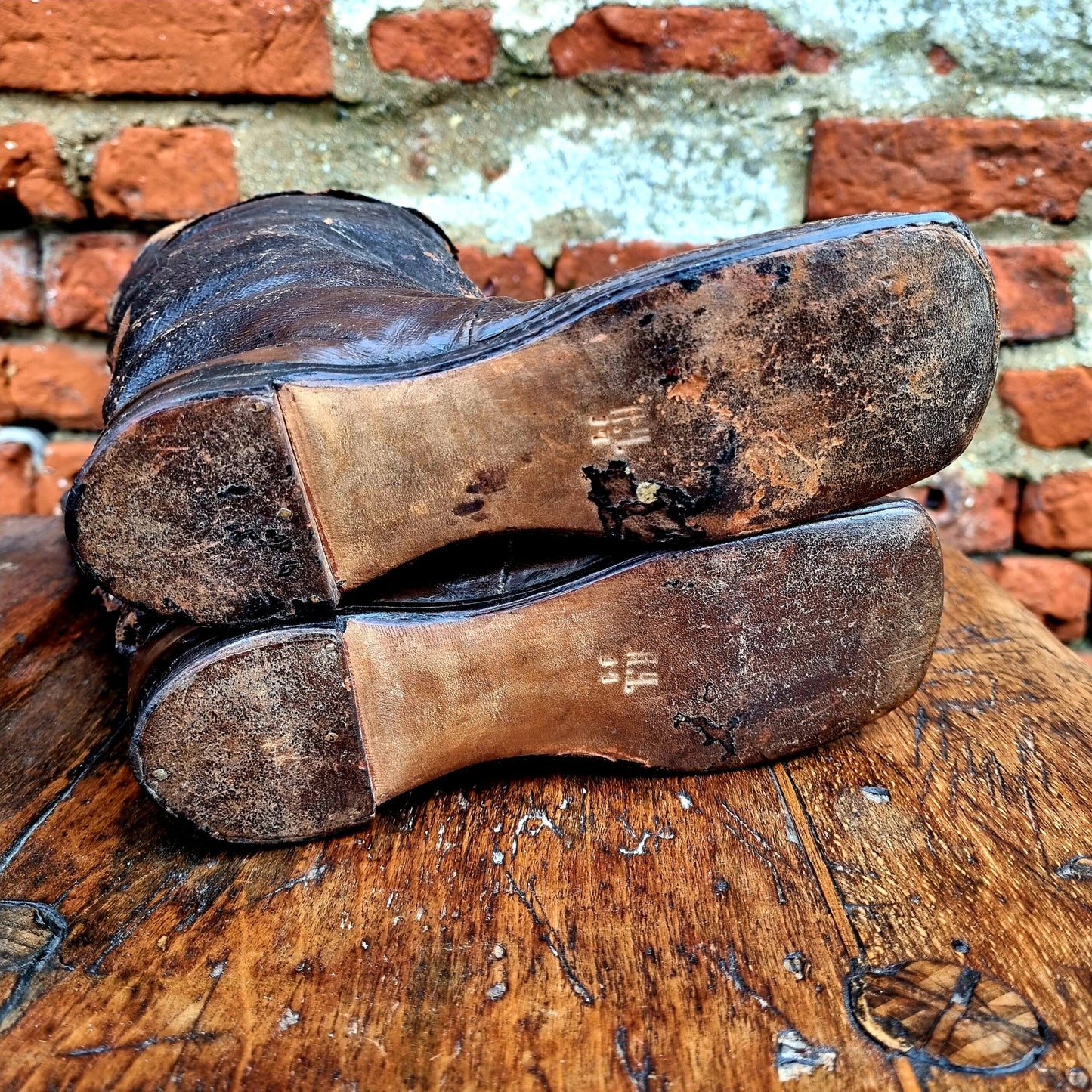 Rare Pair of Late 18th Century / Early 19th Century English Antique Child's Leather Boots