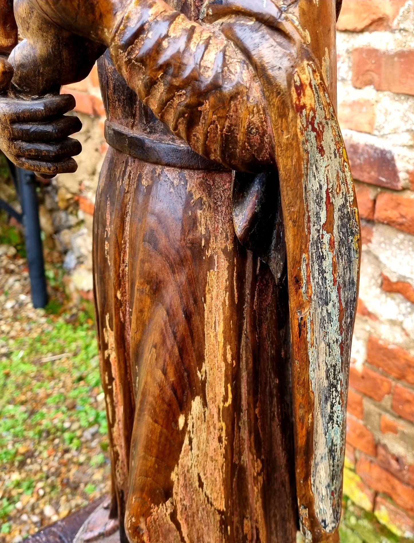 Large & Impressive Early 17th Century Antique Carved Walnut Sculpture of the Madonna & Child