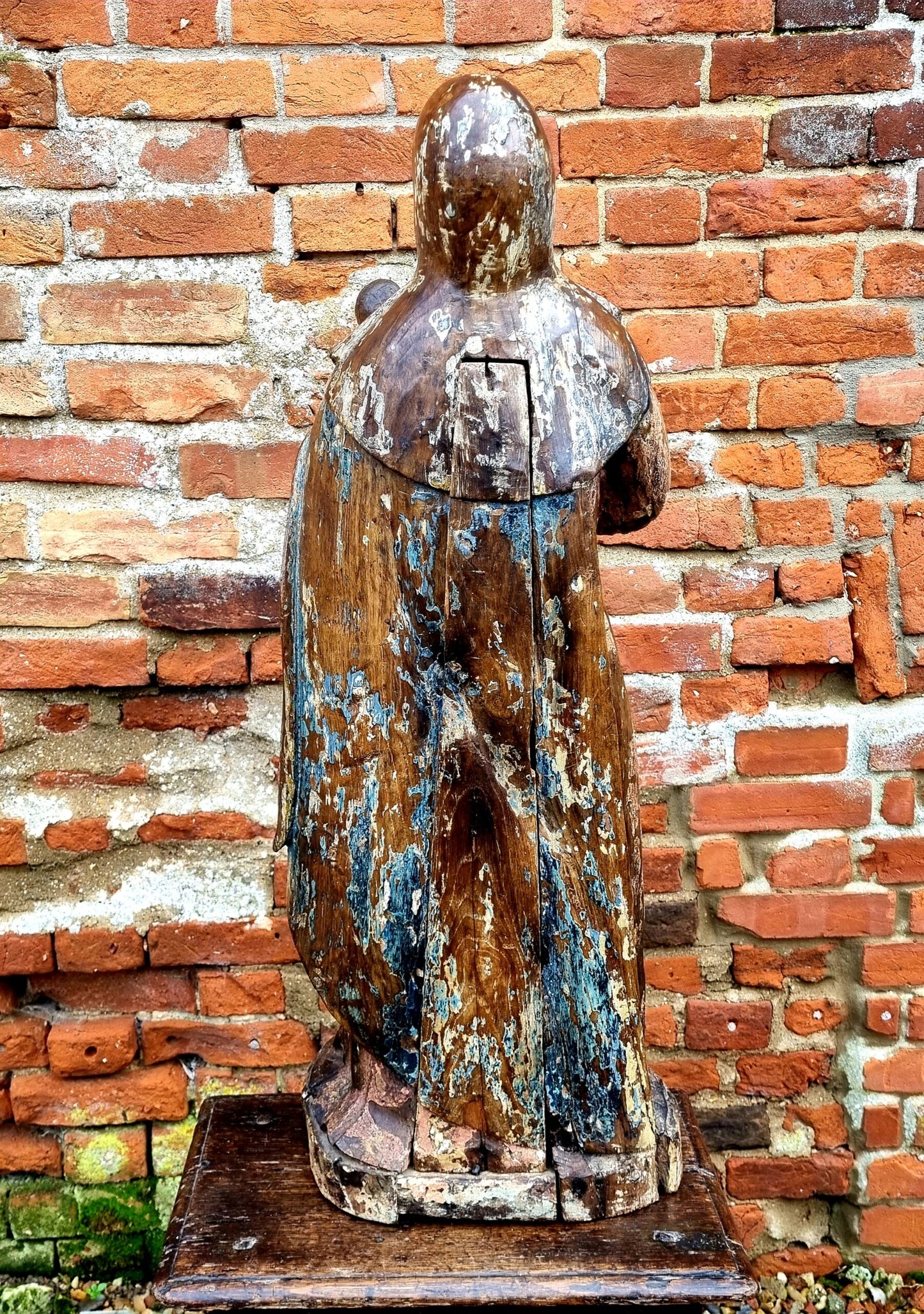 Large & Impressive Early 17th Century Antique Carved Walnut Sculpture of the Madonna & Child