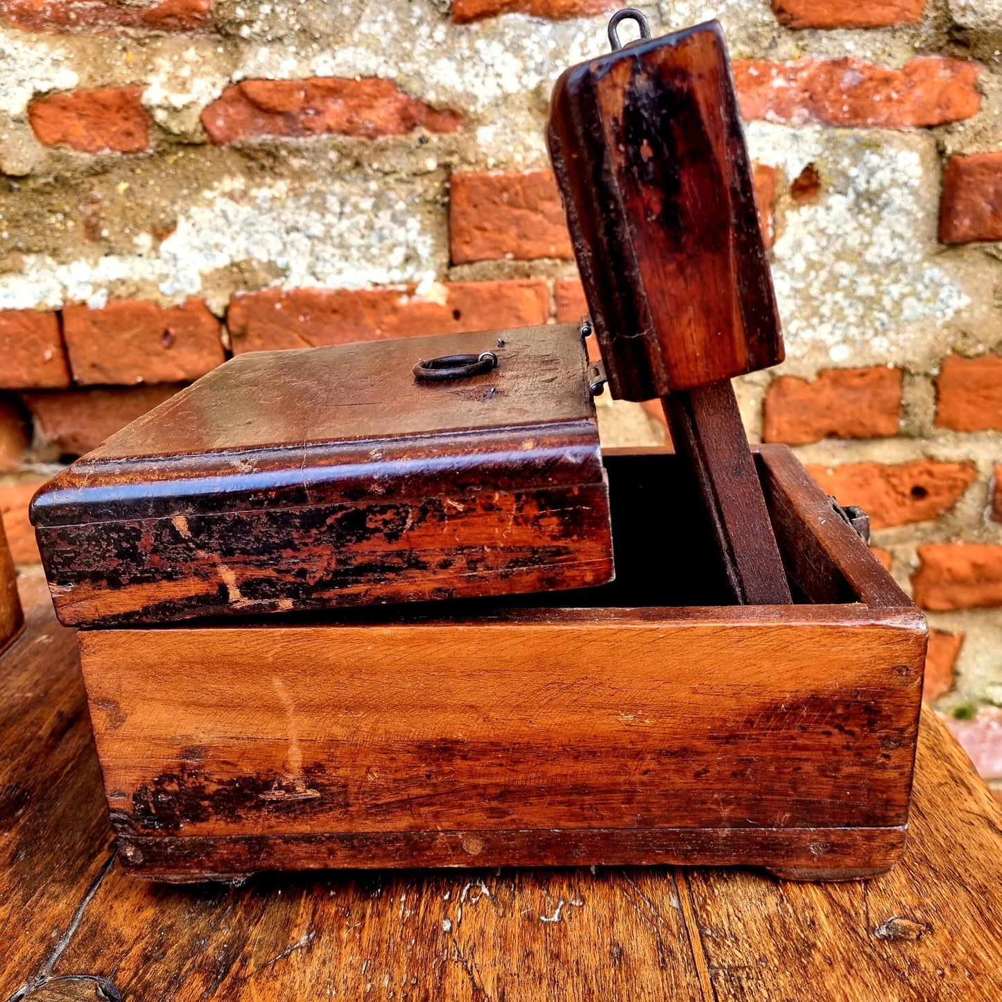 Late 19th Century Continental Antique Treen Gentleman's Travelling Vanity Box With Shaving Mirror