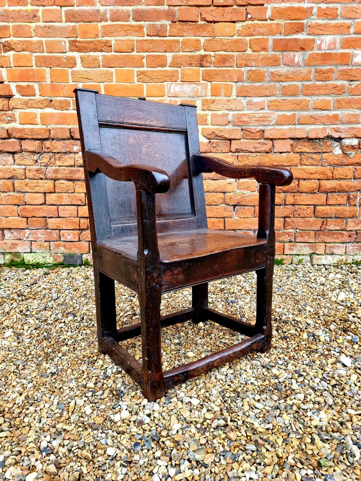 17th Century English Antique Oak Wainscot Armchair