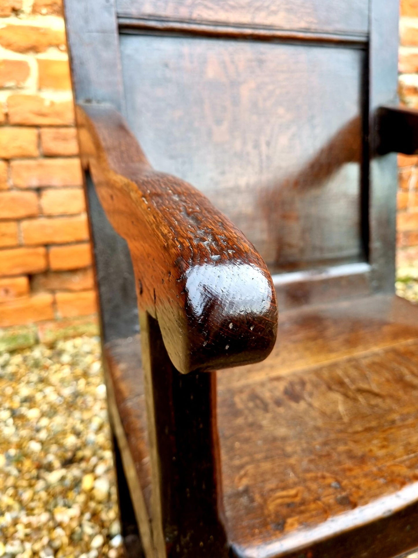 17th Century English Antique Oak Wainscot Armchair