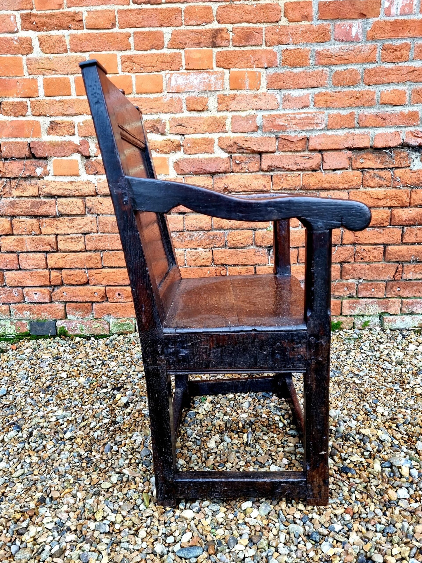 17th Century English Antique Oak Wainscot Armchair