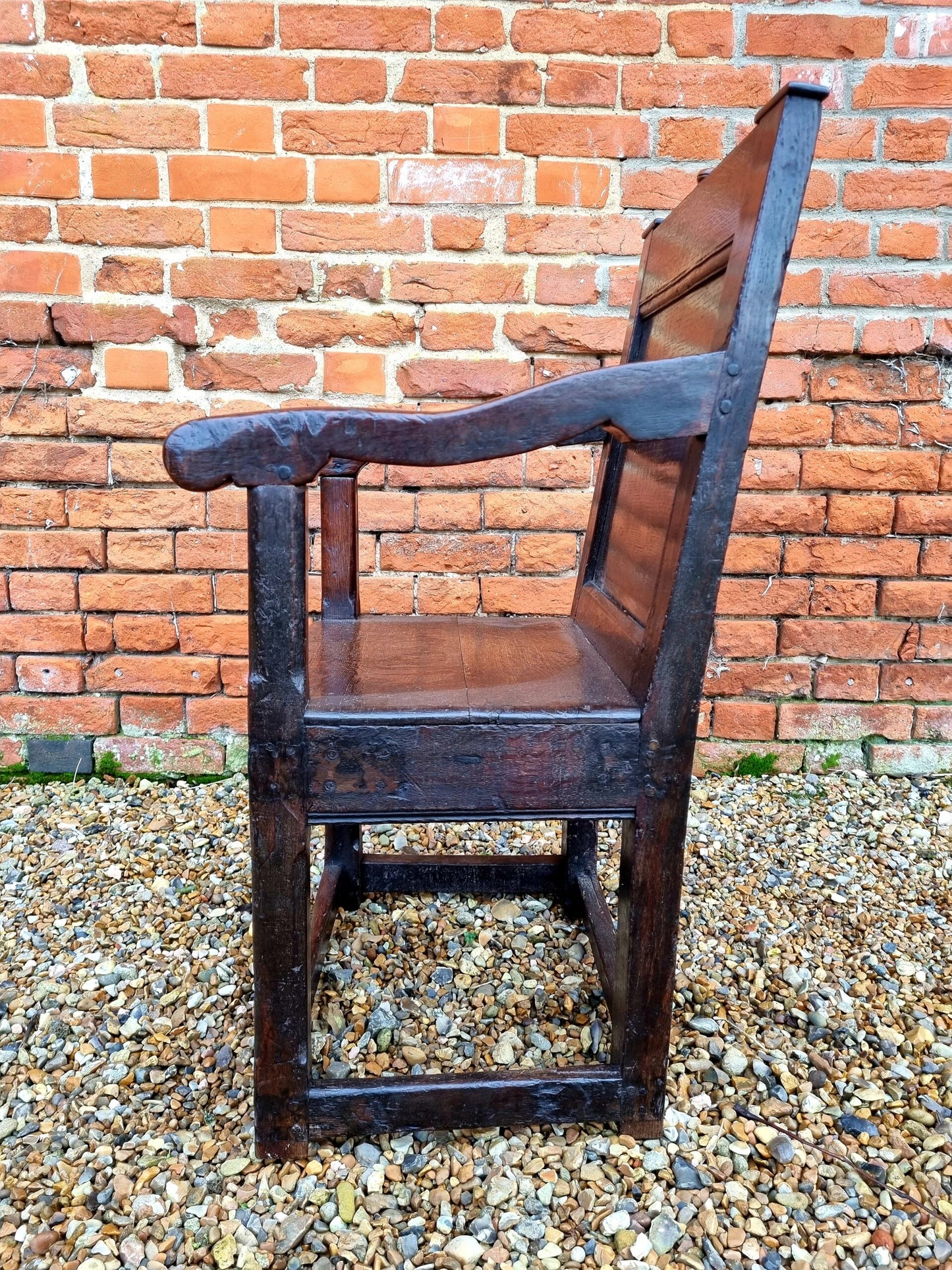 17th Century English Antique Oak Wainscot Armchair