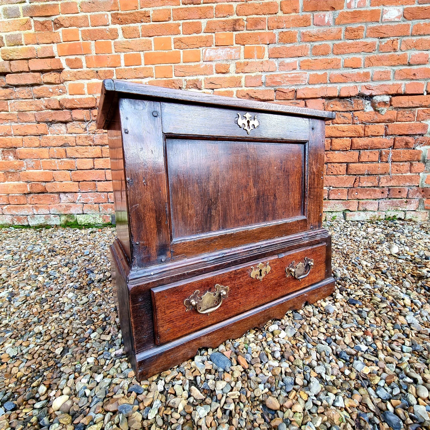 18th Century Welsh Antique Oak Coffer Bach or Small Chest