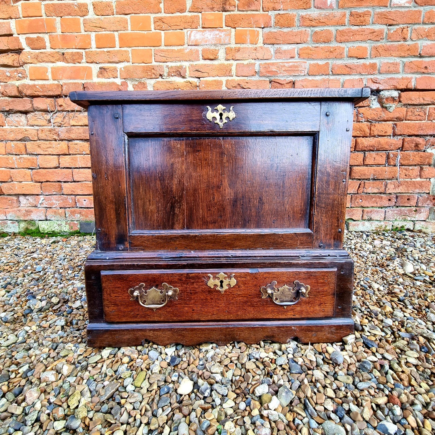 18th Century Welsh Antique Oak Coffer Bach or Small Chest