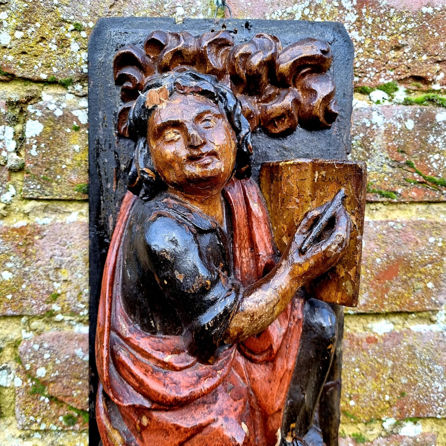 Superb Set of 4 x Large Early 17th Century French Antique Carved Oak Portrait Panels Depicting the Four Evangelists; St. Matthew, St. Mark, St. Luke and St. John