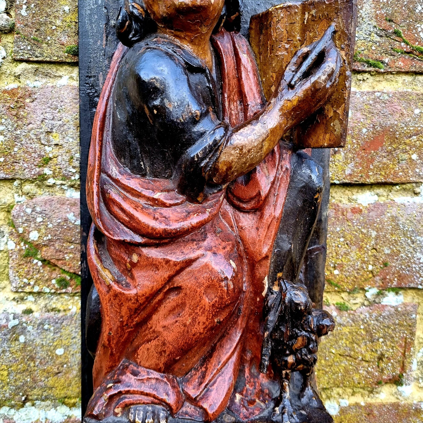Superb Set of 4 x Large Early 17th Century French Antique Carved Oak Portrait Panels Depicting the Four Evangelists; St. Matthew, St. Mark, St. Luke and St. John