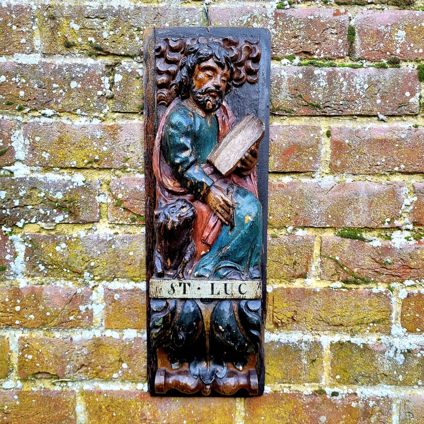 Superb Set of 4 x Large Early 17th Century French Antique Carved Oak Portrait Panels Depicting the Four Evangelists; St. Matthew, St. Mark, St. Luke and St. John