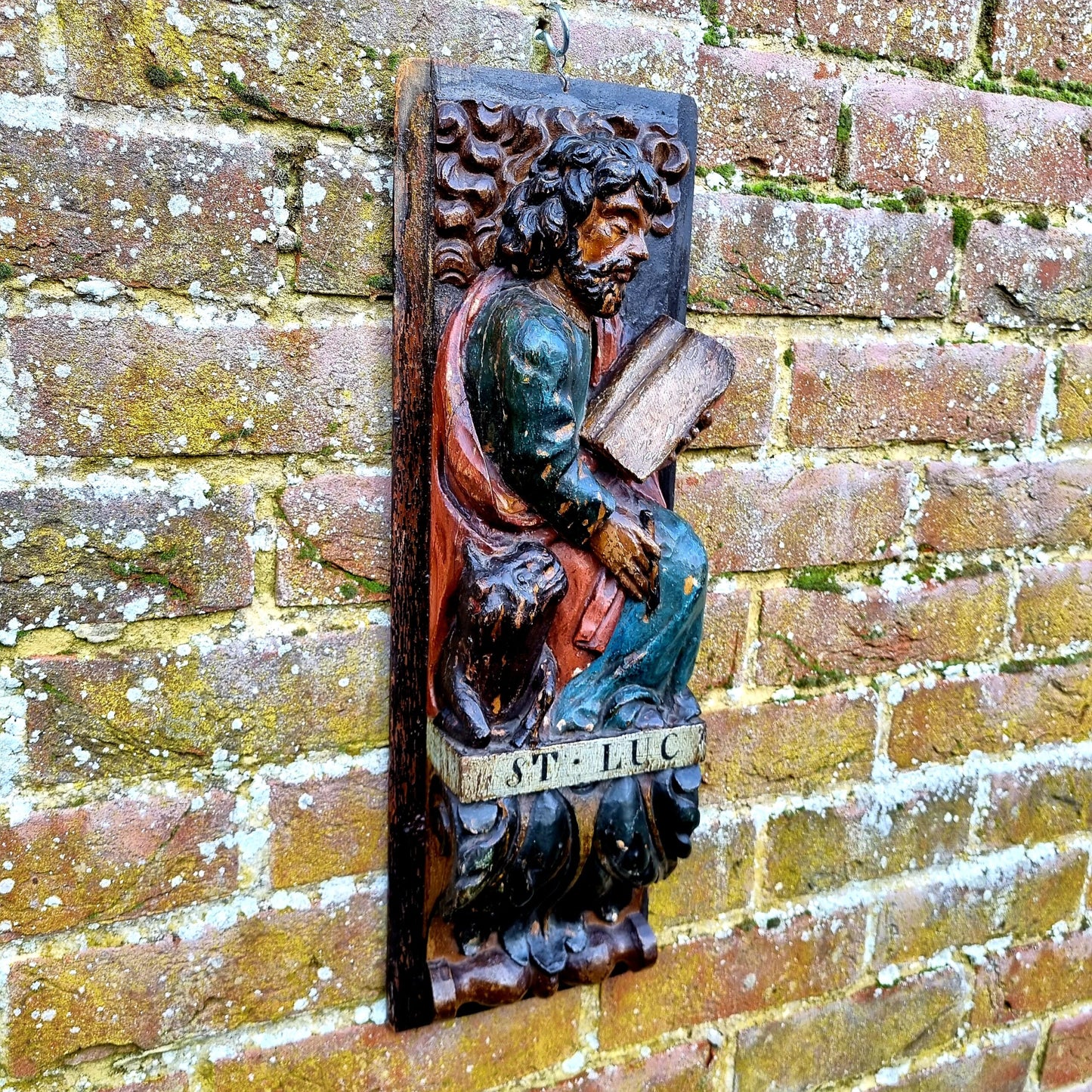 Superb Set of 4 x Large Early 17th Century French Antique Carved Oak Portrait Panels Depicting the Four Evangelists; St. Matthew, St. Mark, St. Luke and St. John