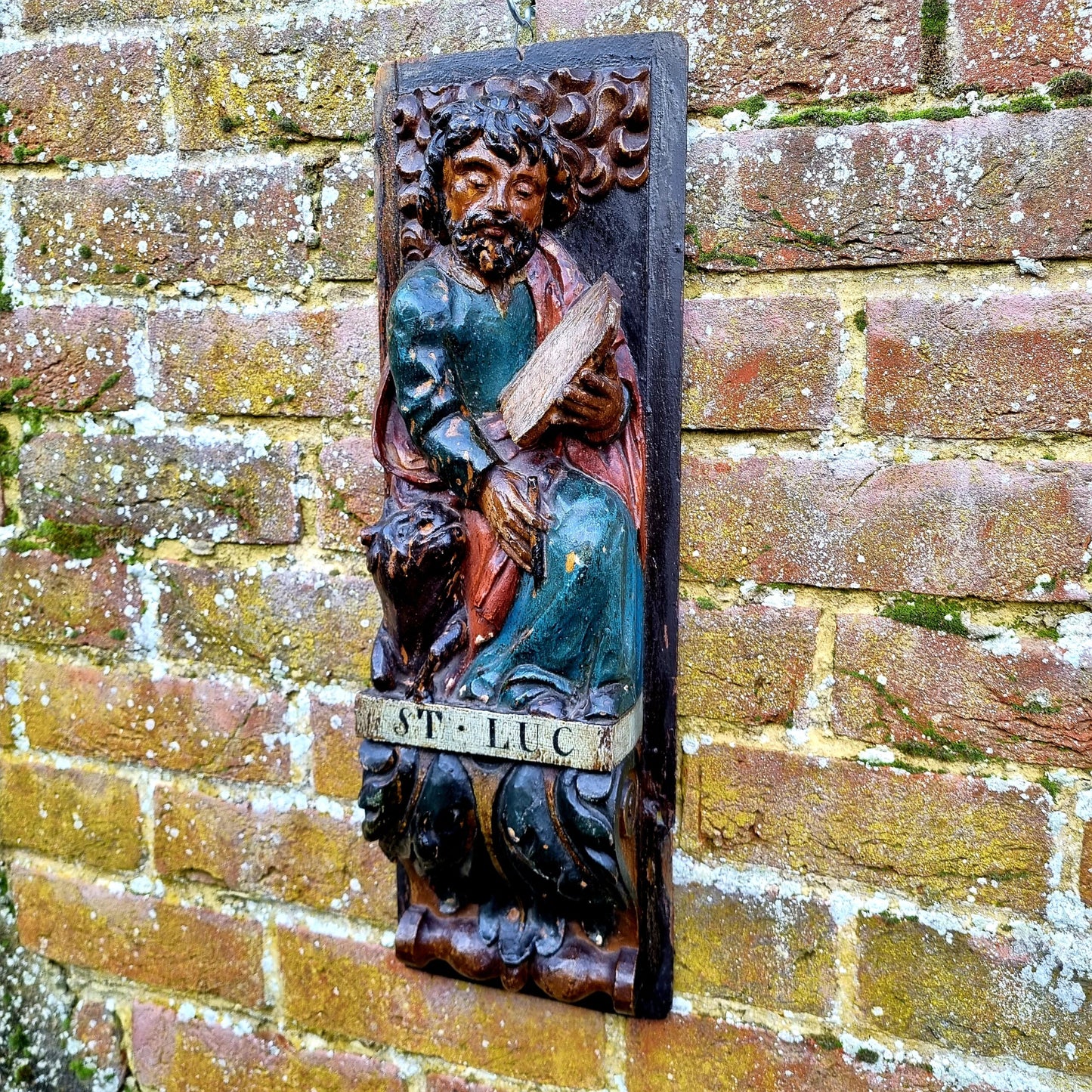 Superb Set of 4 x Large Early 17th Century French Antique Carved Oak Portrait Panels Depicting the Four Evangelists; St. Matthew, St. Mark, St. Luke and St. John