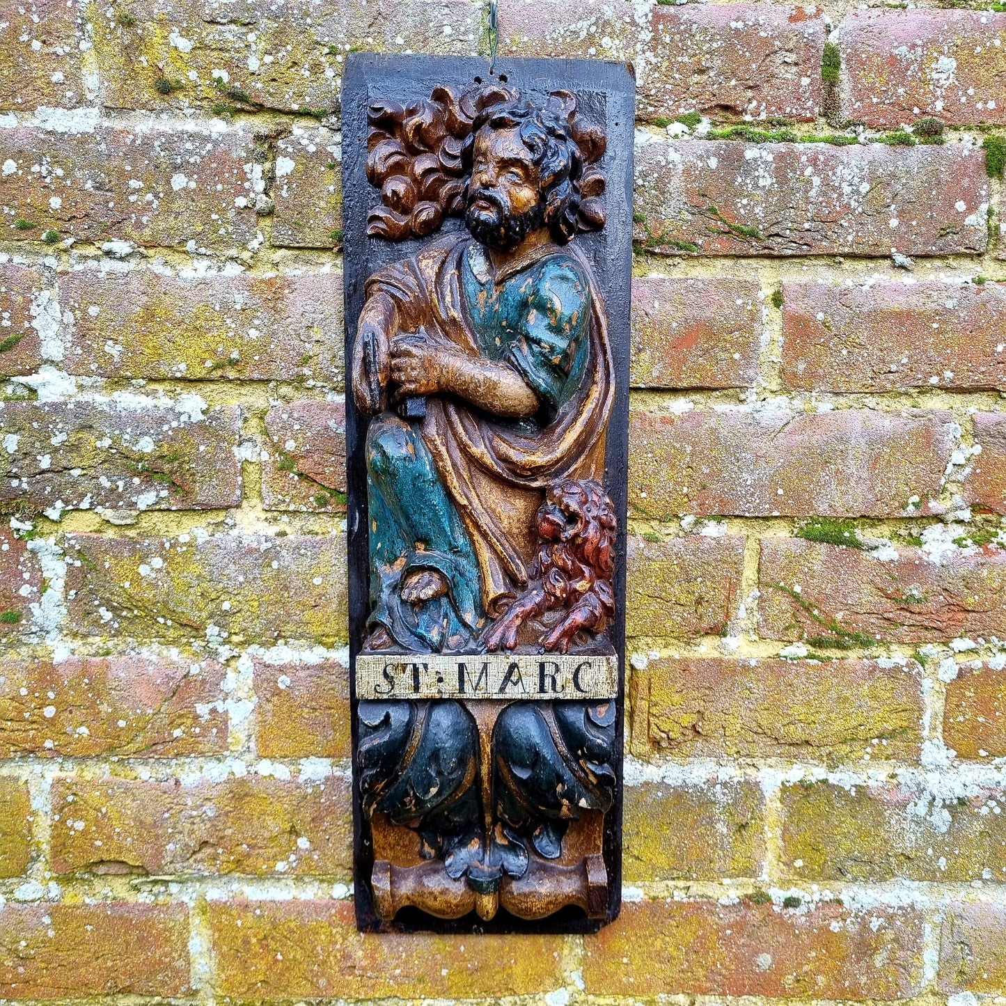 Superb Set of 4 x Large Early 17th Century French Antique Carved Oak Portrait Panels Depicting the Four Evangelists; St. Matthew, St. Mark, St. Luke and St. John