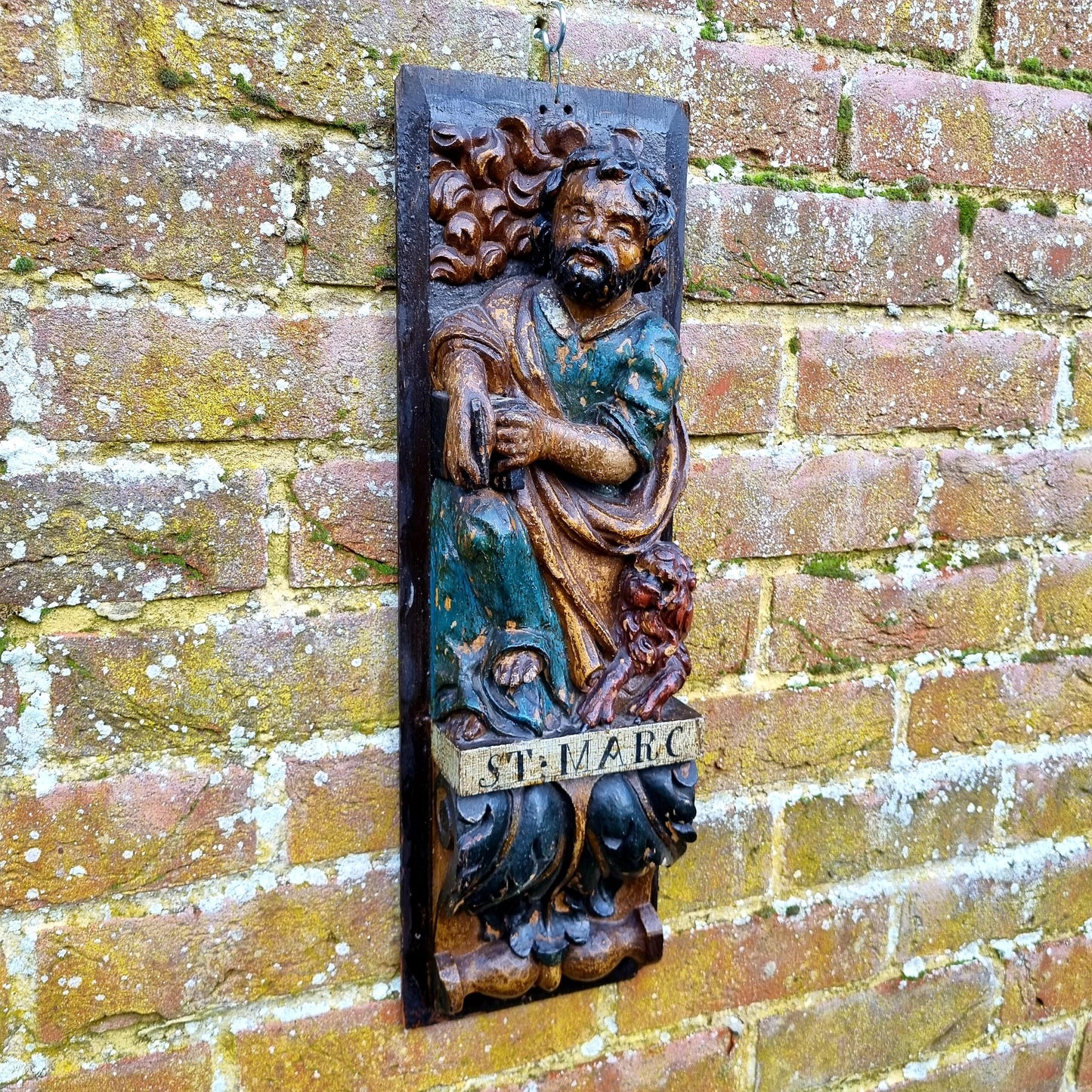 Superb Set of 4 x Large Early 17th Century French Antique Carved Oak Portrait Panels Depicting the Four Evangelists; St. Matthew, St. Mark, St. Luke and St. John