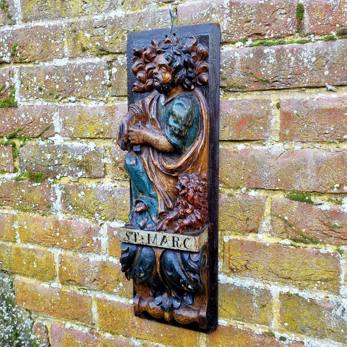 Superb Set of 4 x Large Early 17th Century French Antique Carved Oak Portrait Panels Depicting the Four Evangelists; St. Matthew, St. Mark, St. Luke and St. John