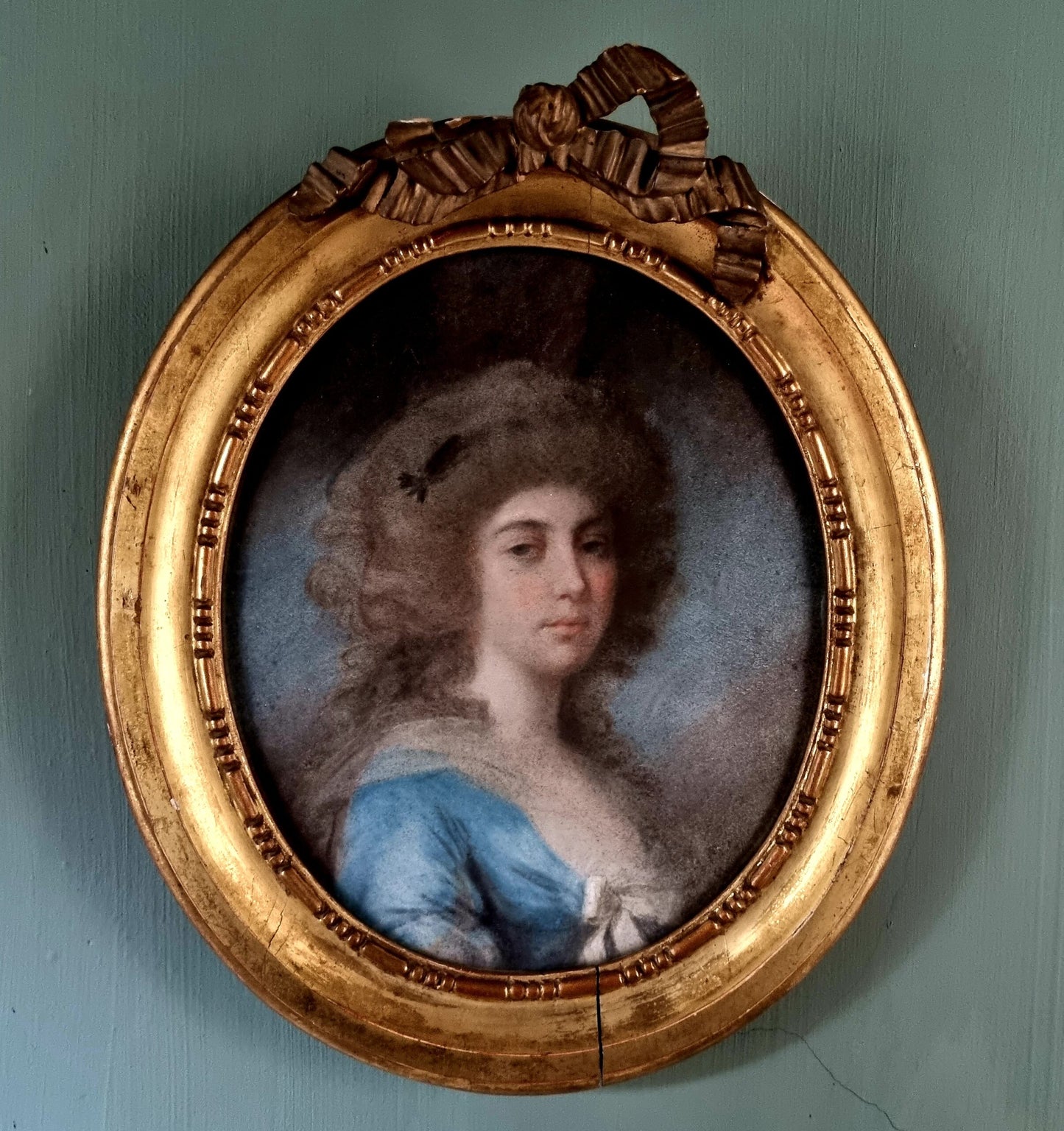18th Century English School Antique Portrait of an Aristocratic Lady of Small Proportions Offered in "Attic Found" Condition