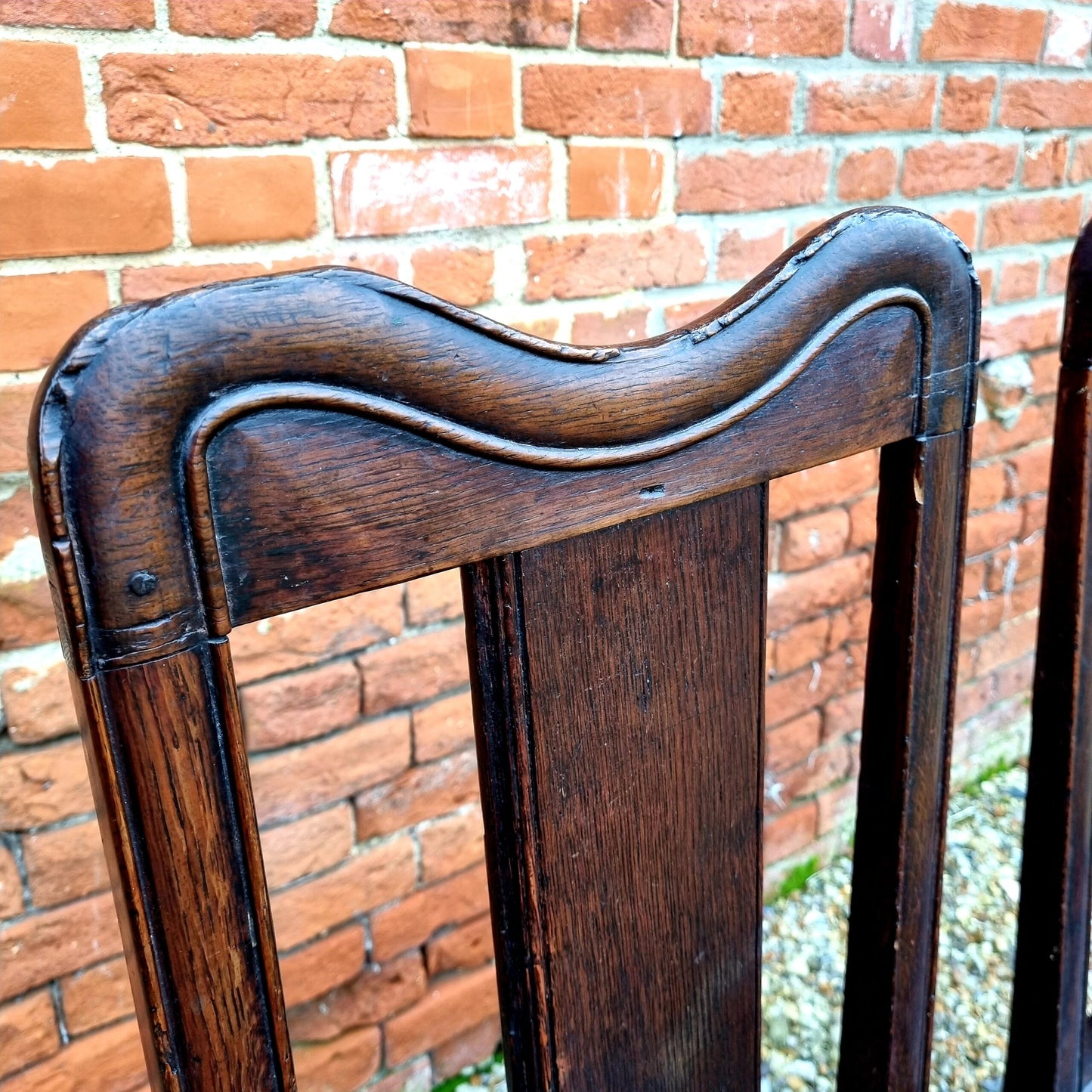 Pair of 17th Century Welsh Antique Oak Back Stools or Hall Chairs