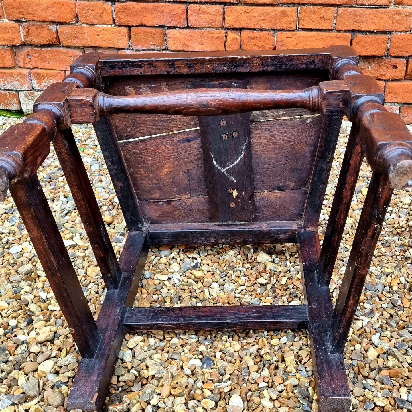 Pair of 17th Century Welsh Antique Oak Back Stools or Hall Chairs