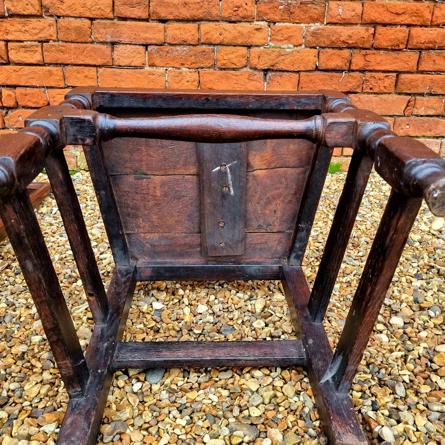 Pair of 17th Century Welsh Antique Oak Back Stools or Hall Chairs