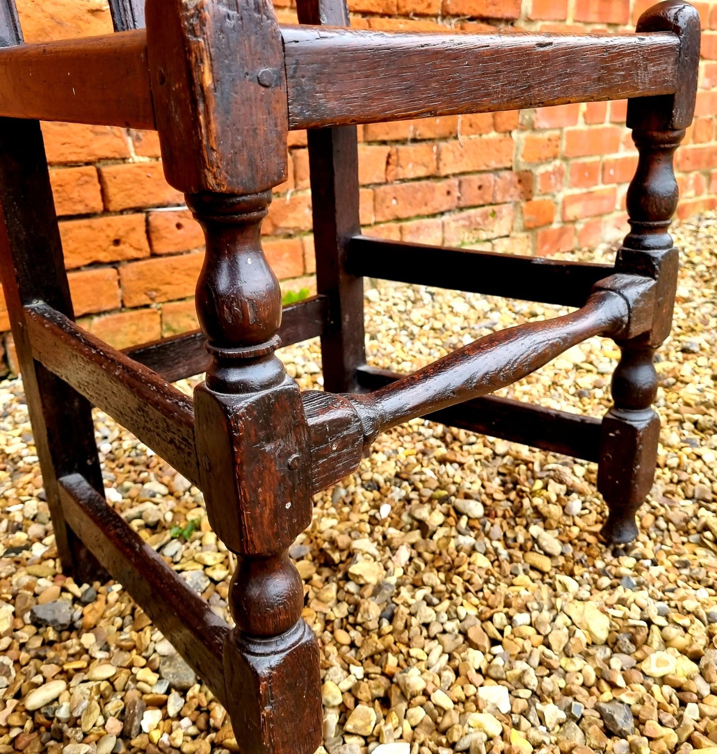 Pair of 17th Century Welsh Antique Oak Back Stools or Hall Chairs