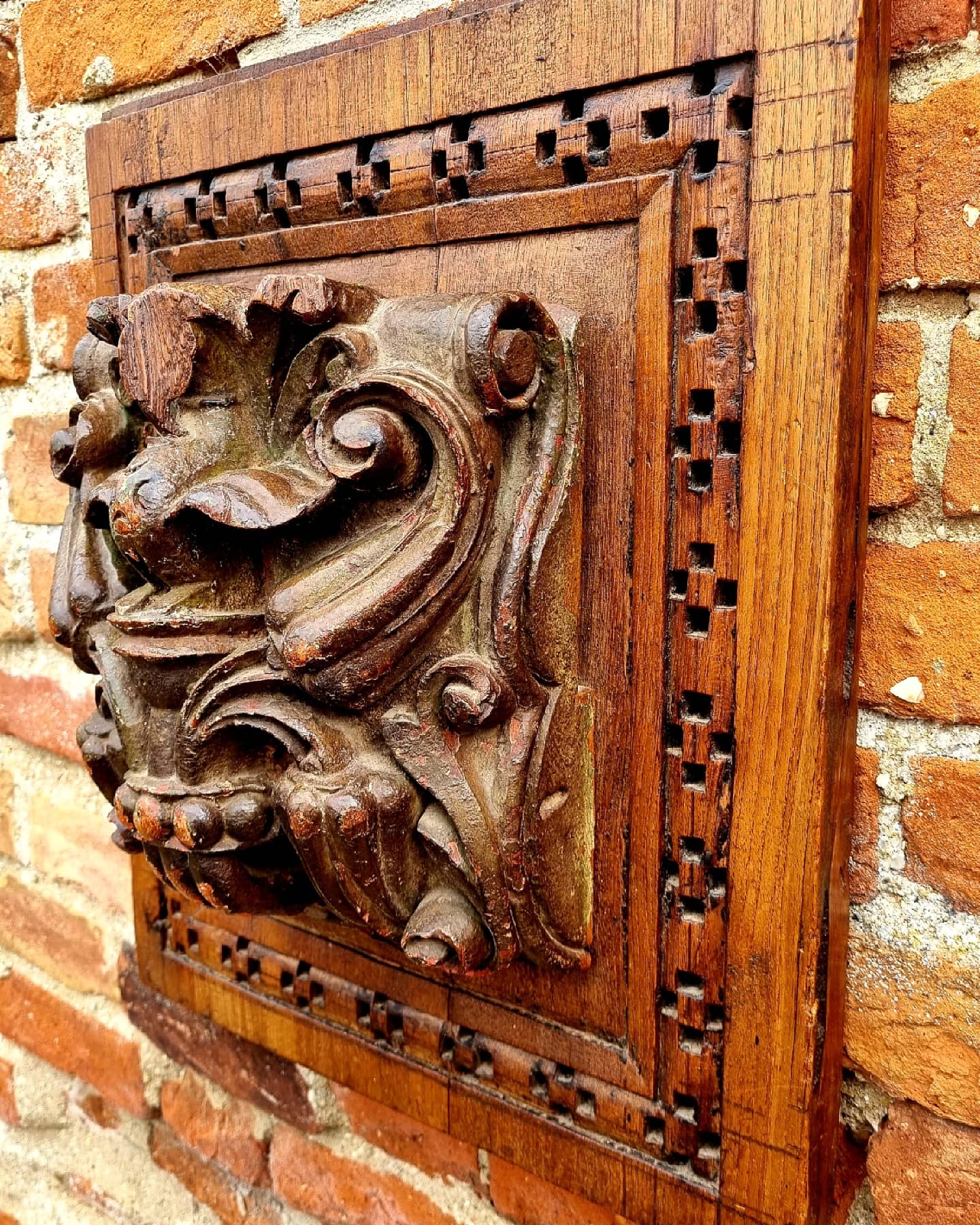 Large 16th Century English Antique Carved Oak Ceiling Boss or Corbel
