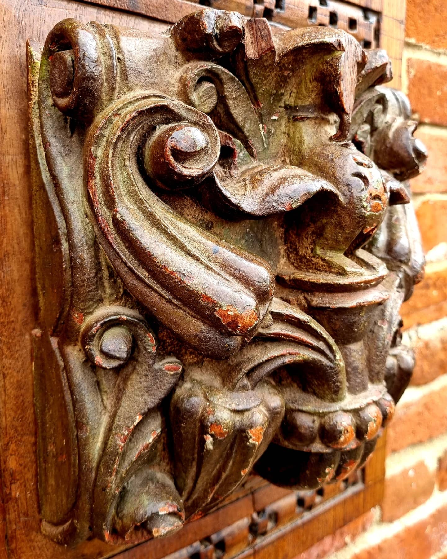 Large 16th Century English Antique Carved Oak Ceiling Boss or Corbel