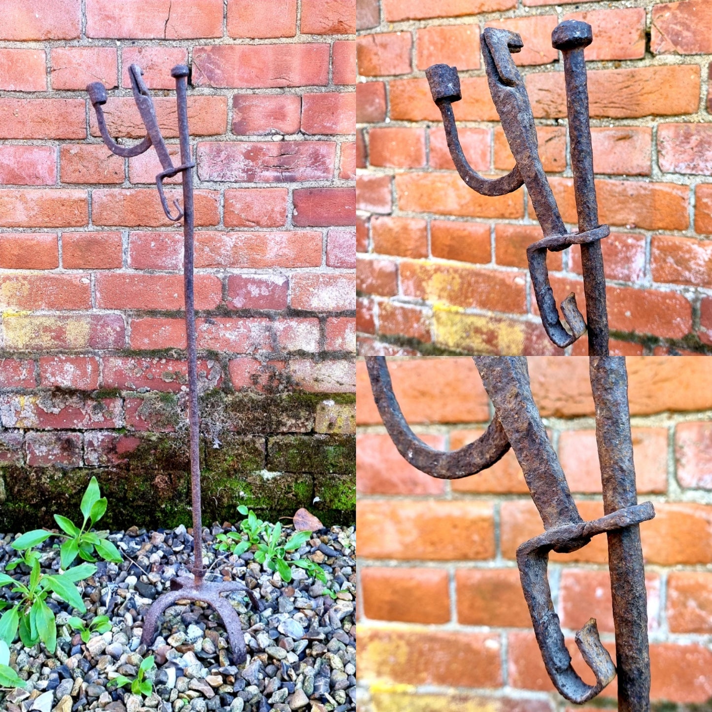 18th Century Antique Wrought Iron Standing Rushlight Attributed to Wales or English Borders