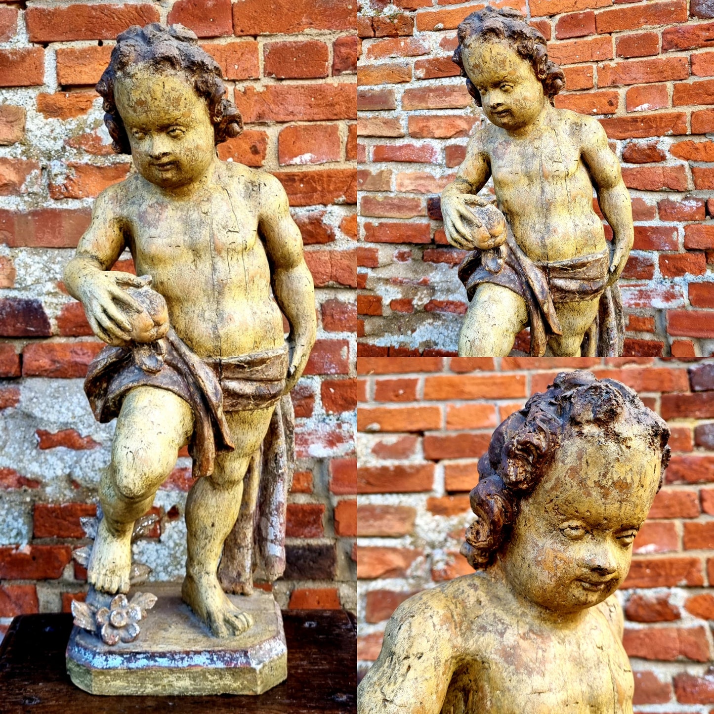 Early 17th Century Spanish Antique Carved Wooden Sculpture of a Cherub Attributed to Juan Martinez Montanes (1568-1649)