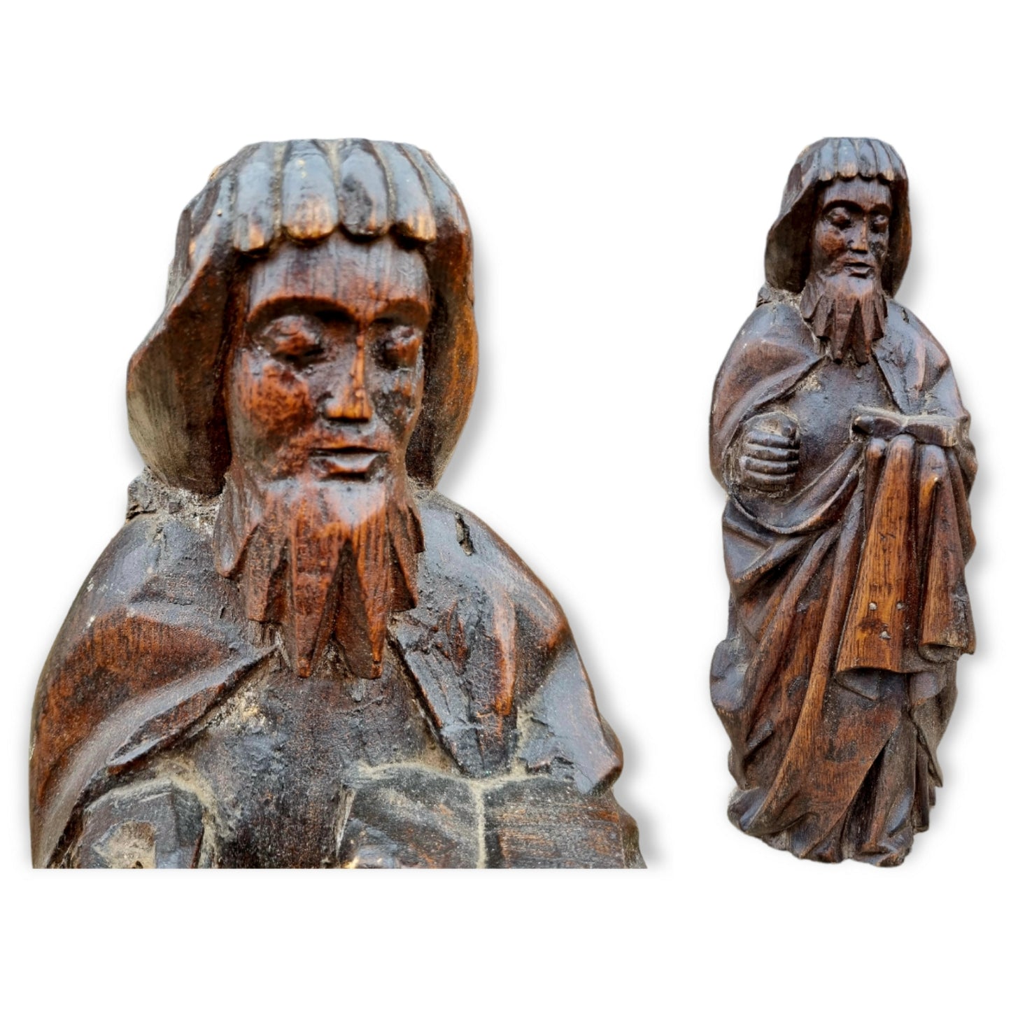 15th Century English Antique Carved Oak Figure of a Saint, Possibly Saint Paul, Attributed to East Anglia
