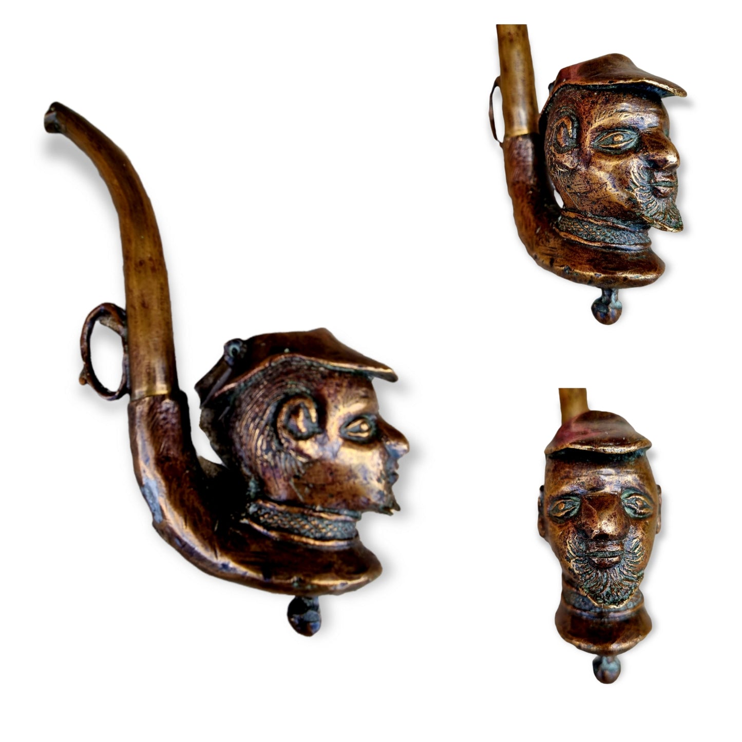 19thC Antique Bronze Tobacco Smoking Pipe / Tobacco Pipe
