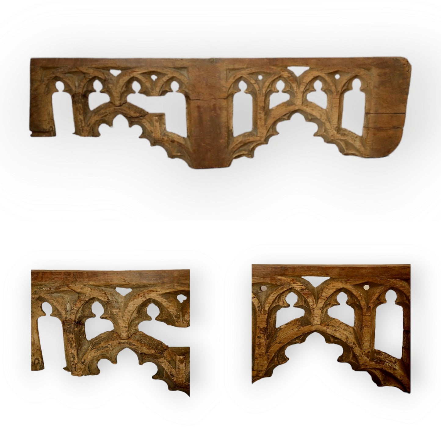Large 15thC English Antique Carved Oak Gothic Tracery Fragment, Attributed to East Anglia, England, circa 1440-1480