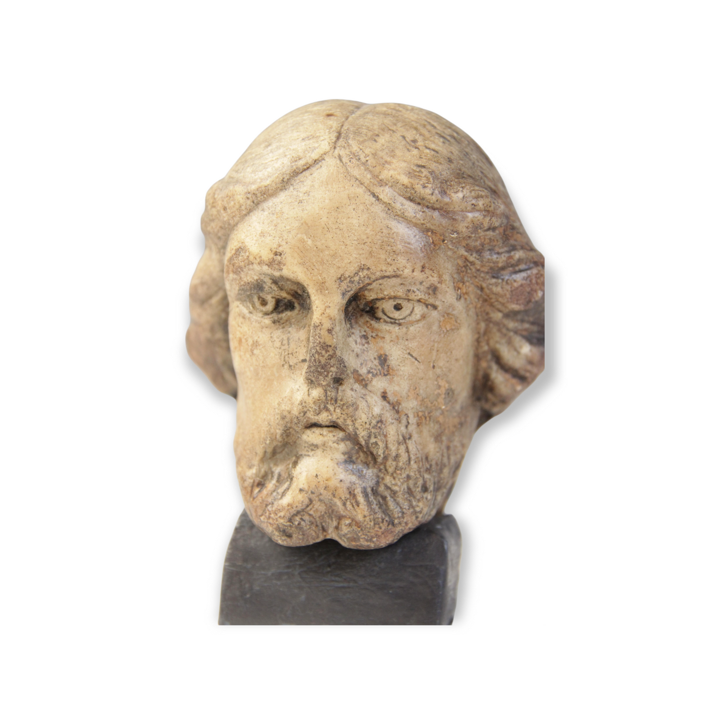 15th Century Antique Carved Alabaster Head of Christ