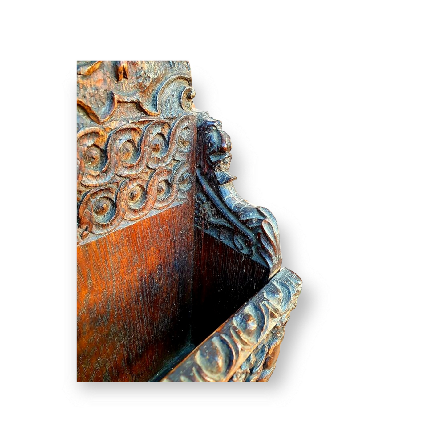 17th Century Style, 19th Century Made, English Antique Carved Oak Letter Rack Dated "1895"