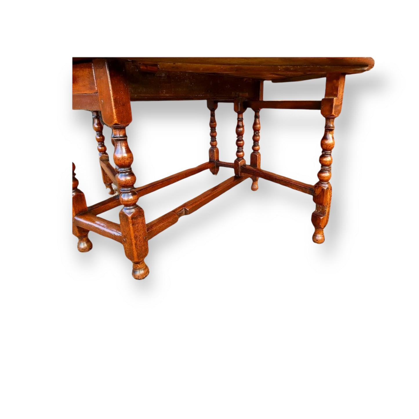 A Well-Patinated Late 17th-Century English Antique Walnut, Elm & Oak Gateleg Table, Circa 1680