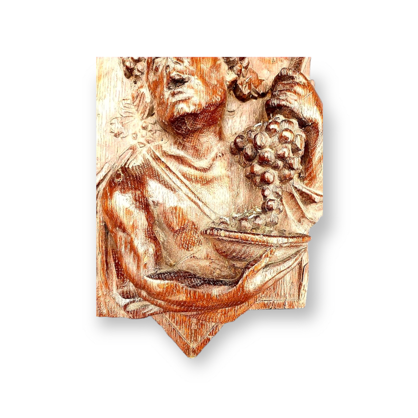 Pair of Mid 17th Century Flemish Antique Carved Oak Bosses / Panels Depicting Summer & Autumn
