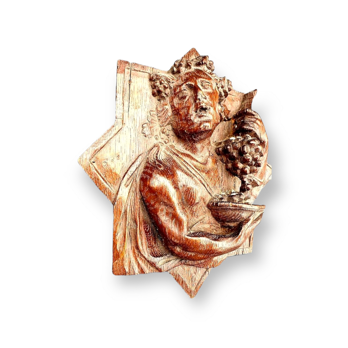 Pair of Mid 17th Century Flemish Antique Carved Oak Bosses / Panels Depicting Summer & Autumn