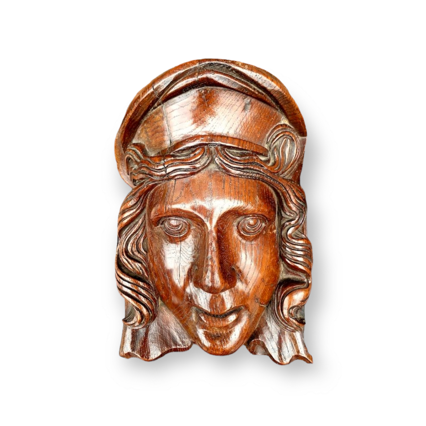A Fine Pair of 17th Century Flemish Antique Carved Oak Corbels in the Form of Heads