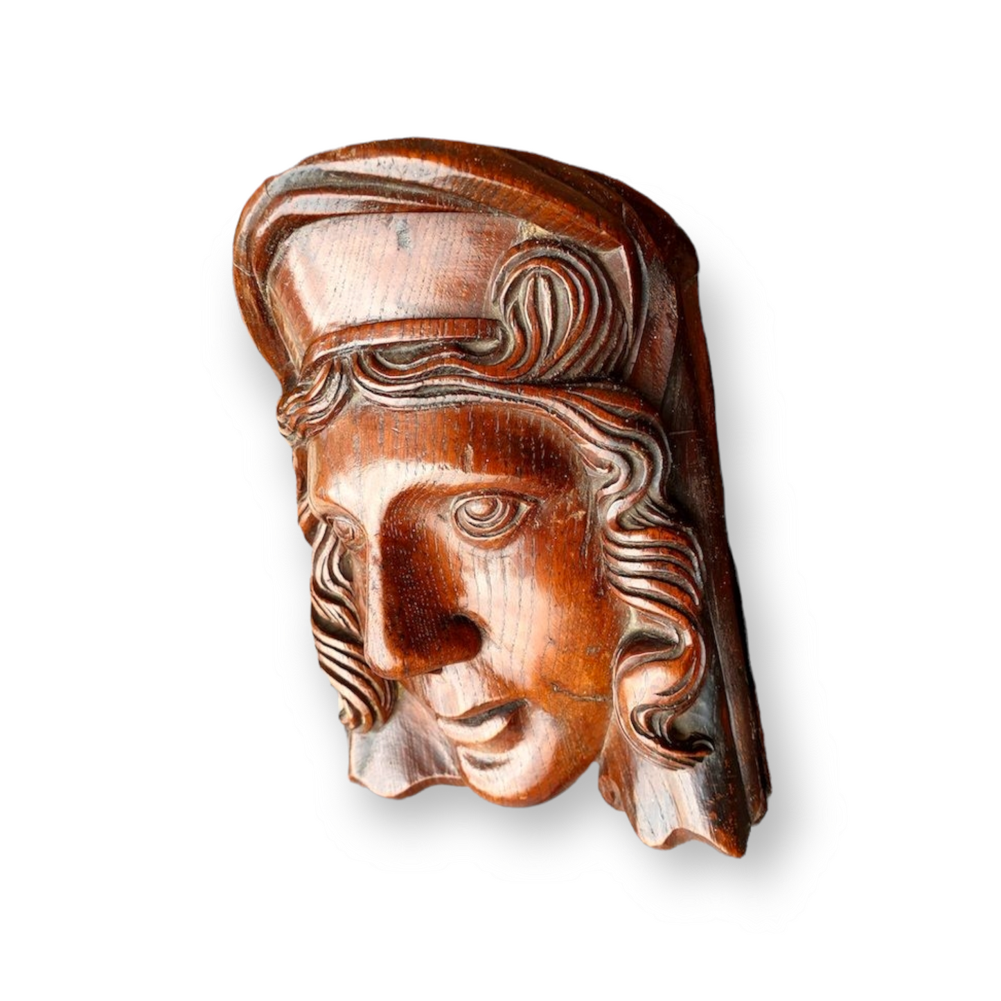 A Fine Pair of 17th Century Flemish Antique Carved Oak Corbels in the Form of Heads