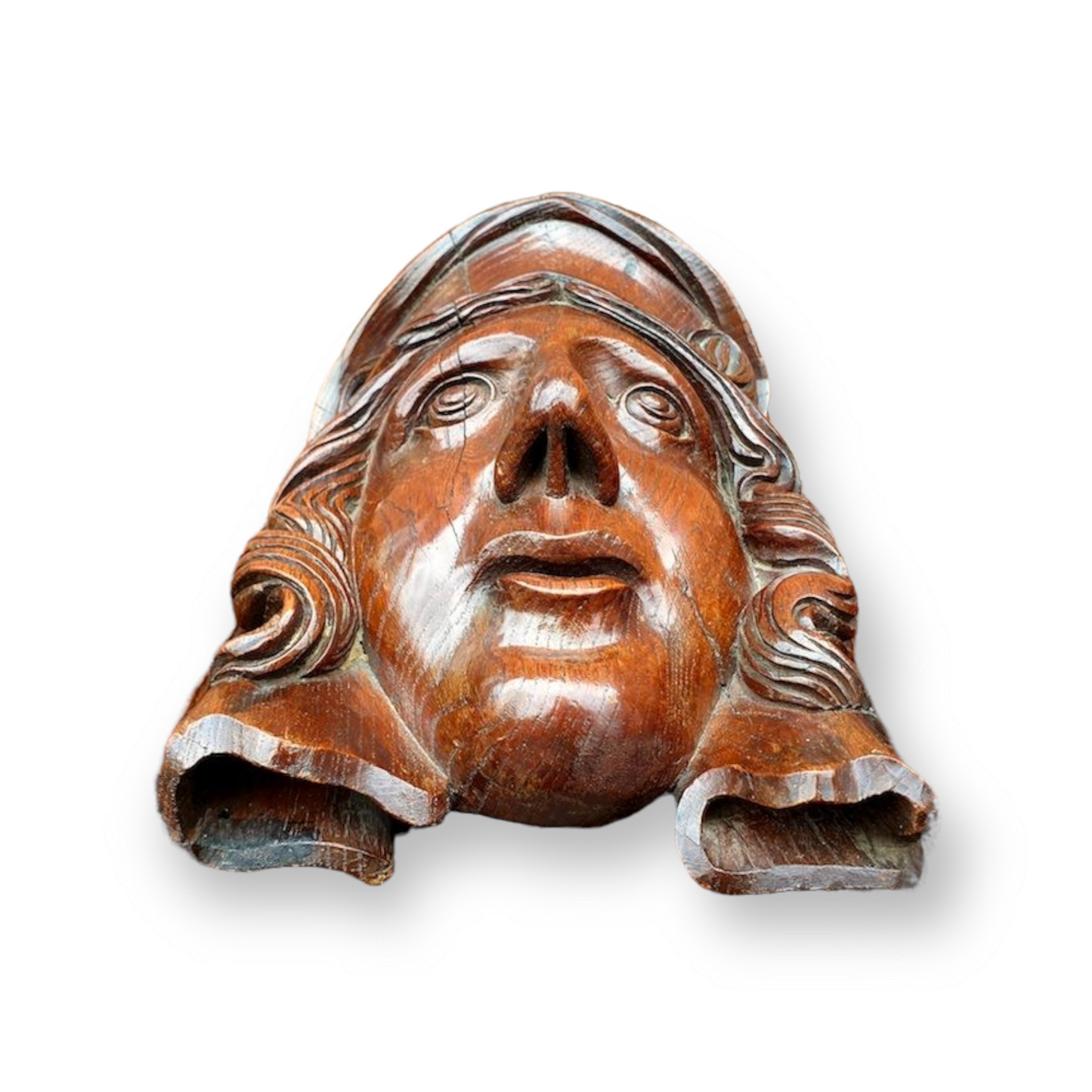 A Fine Pair of 17th Century Flemish Antique Carved Oak Corbels in the Form of Heads