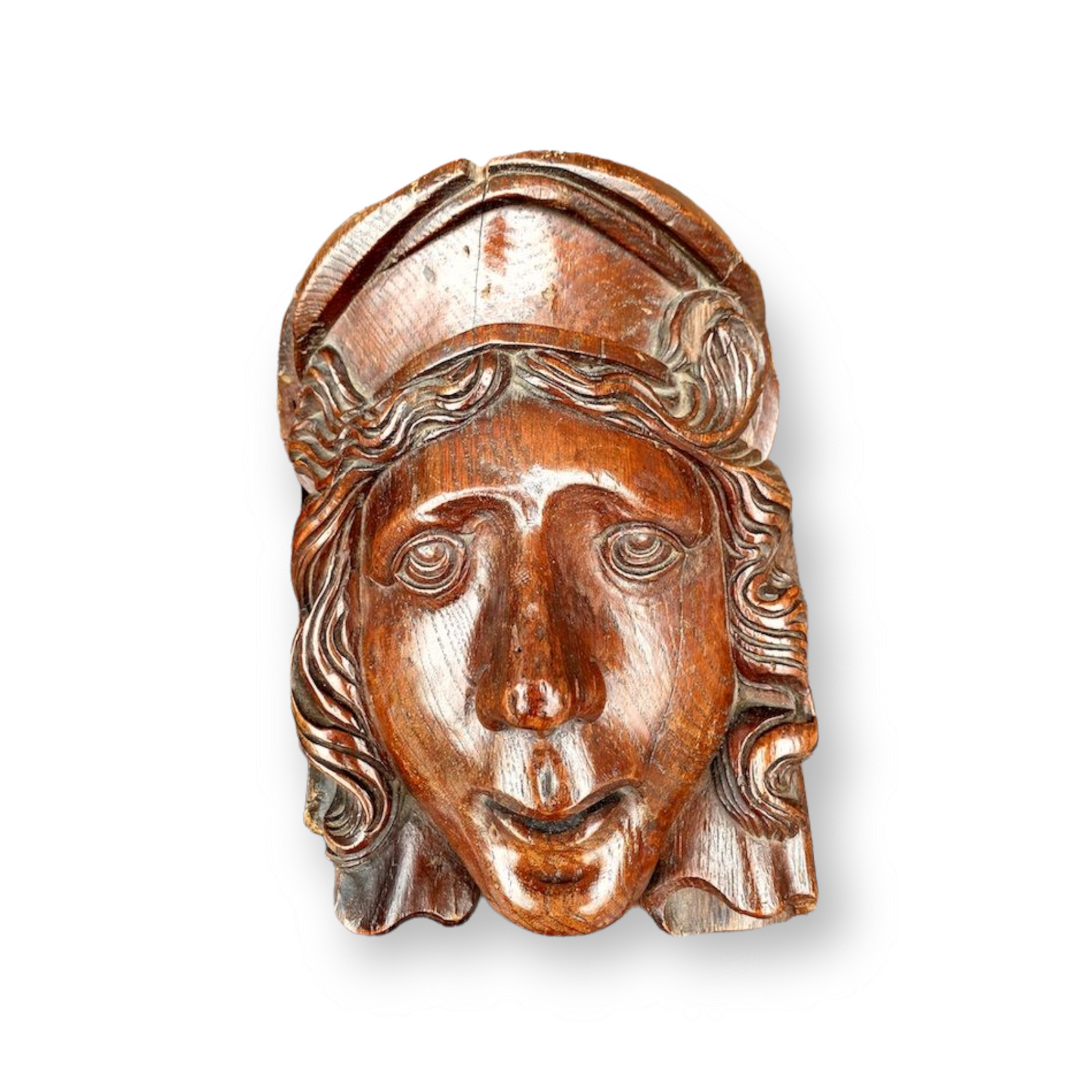A Fine Pair of 17th Century Flemish Antique Carved Oak Corbels in the Form of Heads